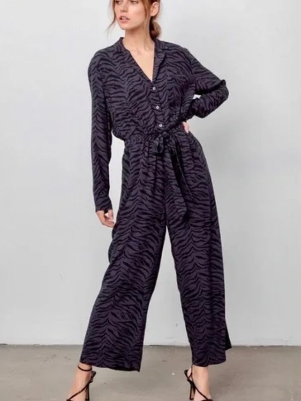 RAILS Callan Jumpsuit | Charcoal Tiger Stripe | Size XL